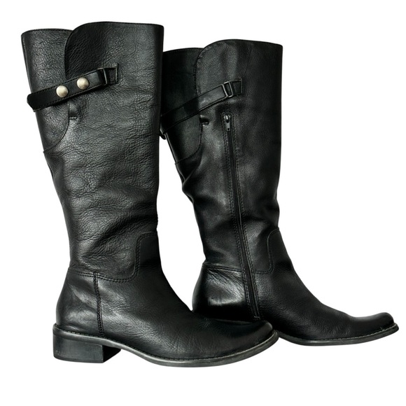 Matisse Black Leather Riding Boot With Side Snap Strap Detail Moto Size 7.5 - Picture 4 of 5